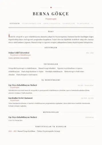 Fizyoterapist Cv Örnekleri cv indir